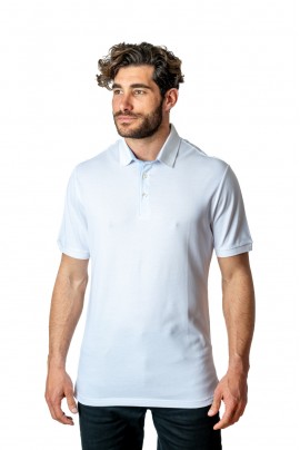 Κοντομάνικο Polo Μπλουζάκι big size με τσέπη Λευκό